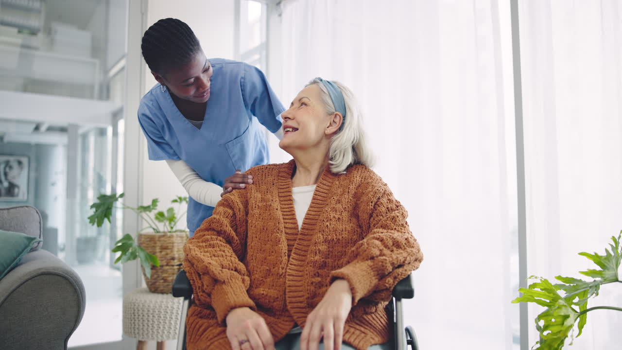 Support, medical and nurse with old woman