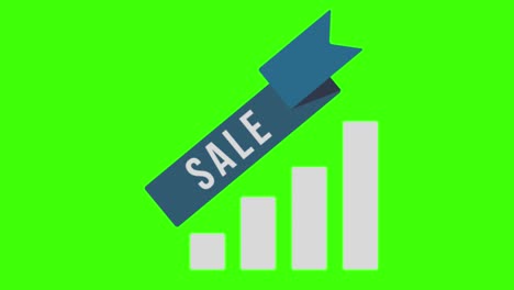 animación de un icono de ventas en una pantalla verde