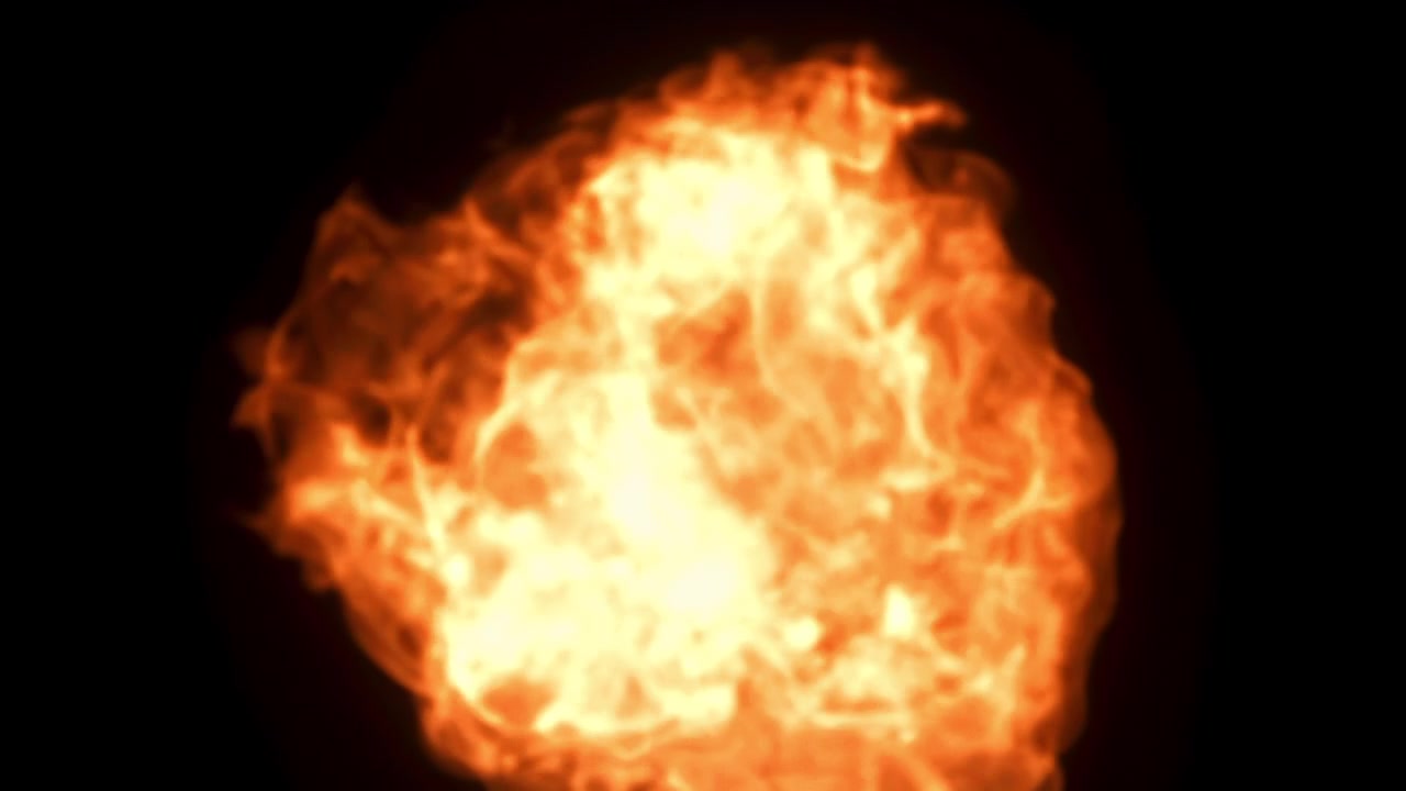 Dynamic Fire Explosion on Black Background