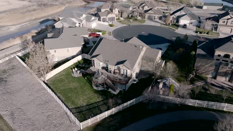 full 360 aerial orbit of a typical suburban home in lehi, utah