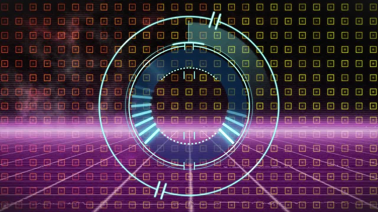 animación de la exploración del alcance sobre formas y líneas sobre fondo negro