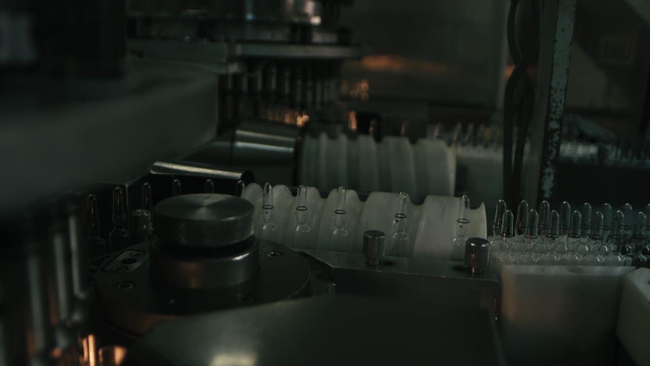 Massive chain line factory a machine is making small plastic containers
