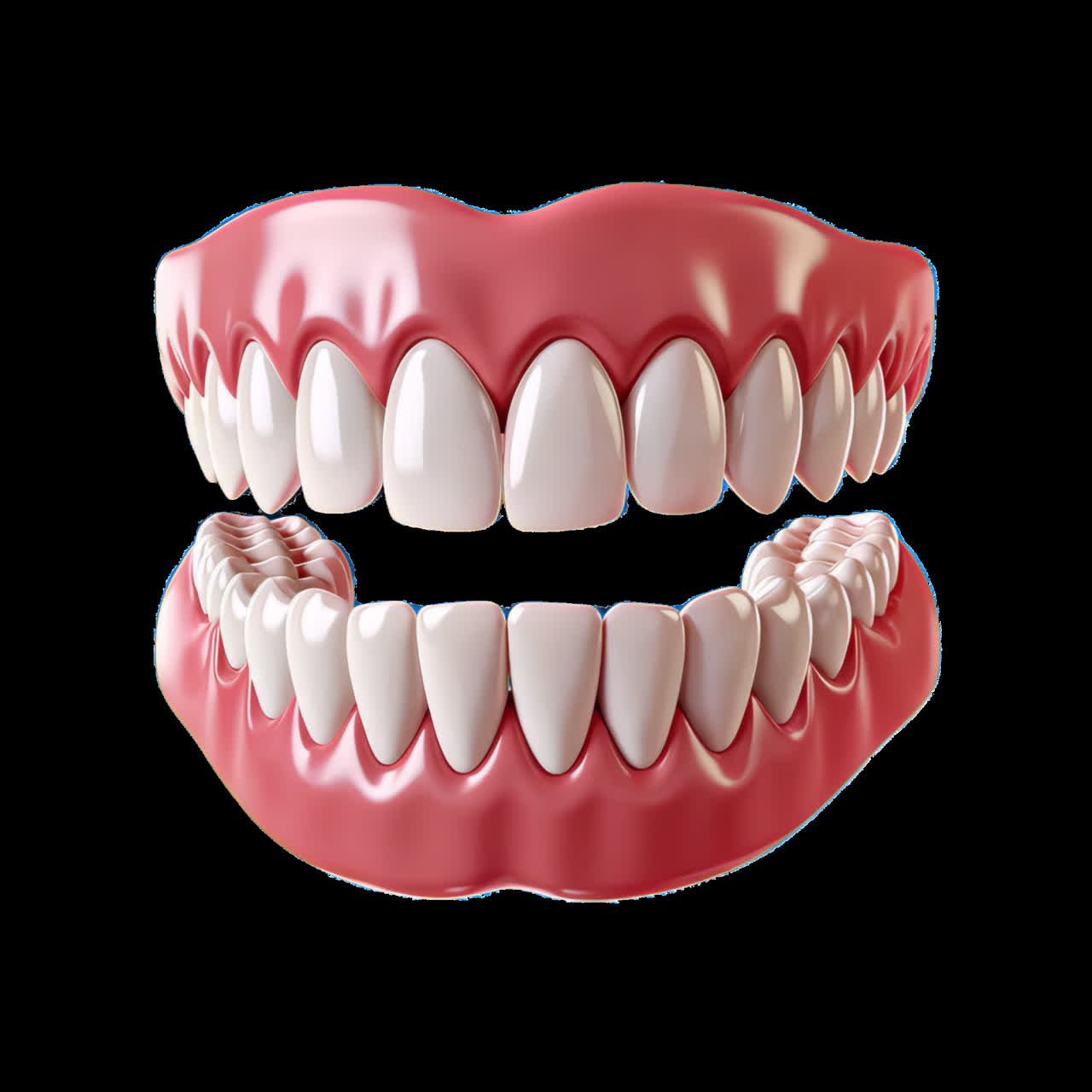 Realistic dental prosthetic model animation isolated asset, transparent 4K video, alpha channel