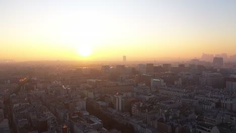 paris sunset aerial shot 18th arrondissement eiffel tower and high court