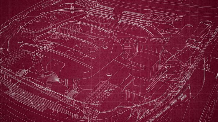 engine and other parts visible in car