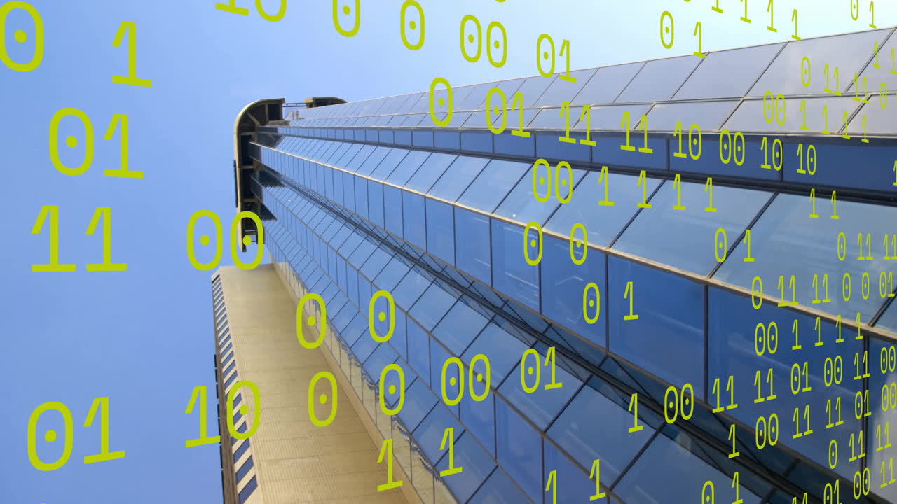 Animation of binary coding over office building
