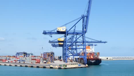 valencia,comunidad valenciana, july 2020-large cargo ship carrying containers in the port of valencia, spain