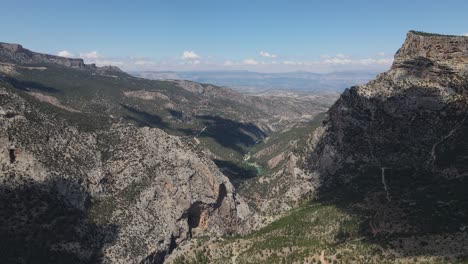 aerial view through the valley of the canyon, the image of the view from the valley