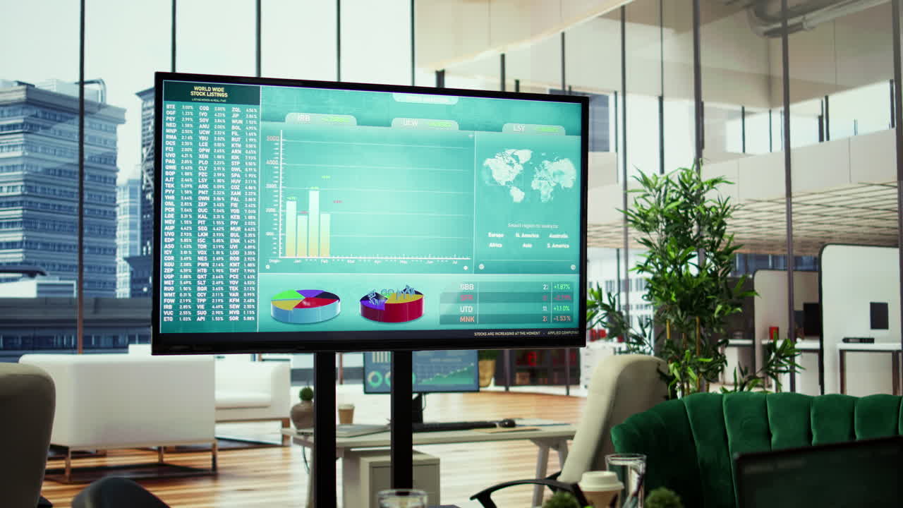 첨단 기술로 빈 현대 사무실 설정은 생산성을 향상시니다.