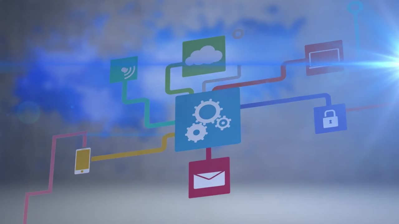 Animation of light spots over media icons