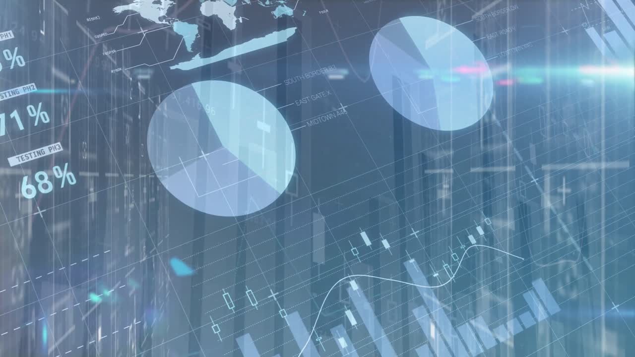 Animation of data processing over black background
