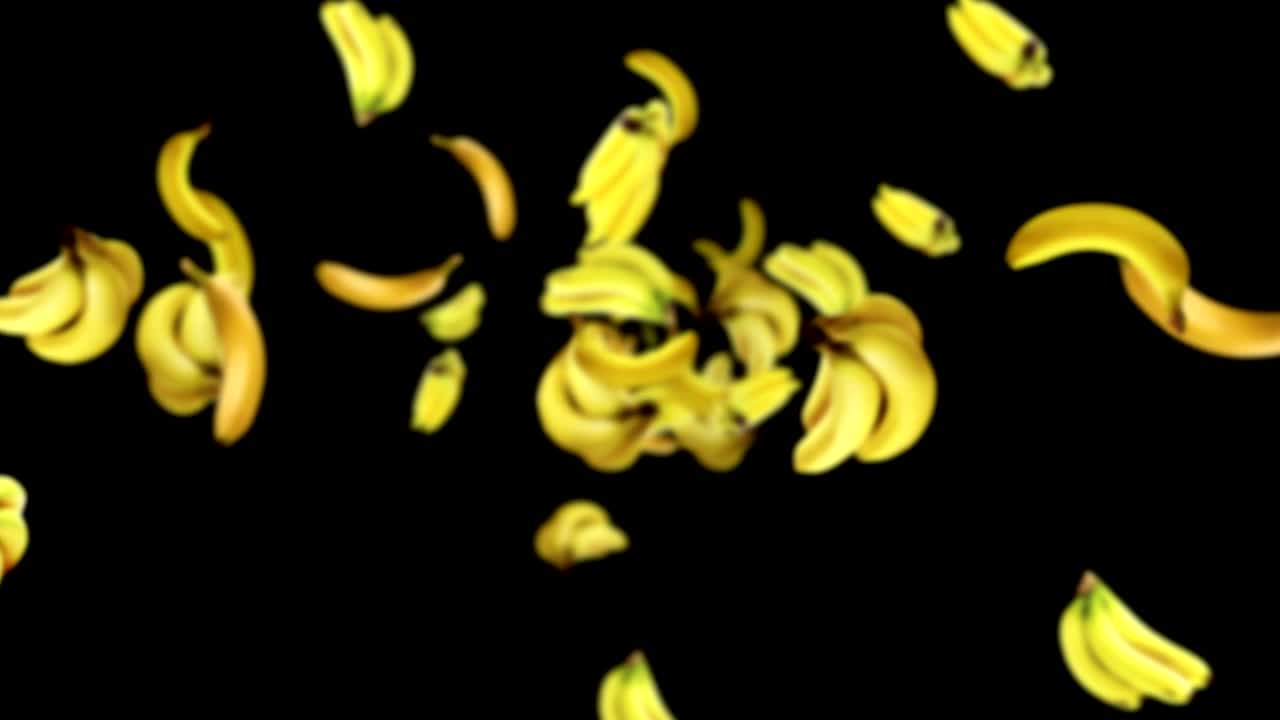 el fondo de los plátanos que caen, bucle, con alpha channe