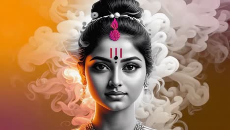 portrait of a divine indian woman with traditional adornments