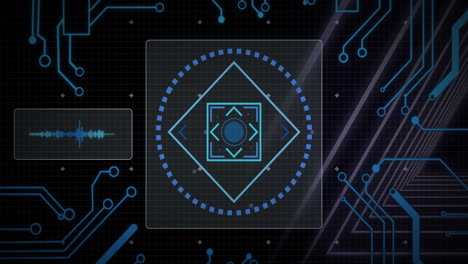 animation of data processing and connections over scope scanning
