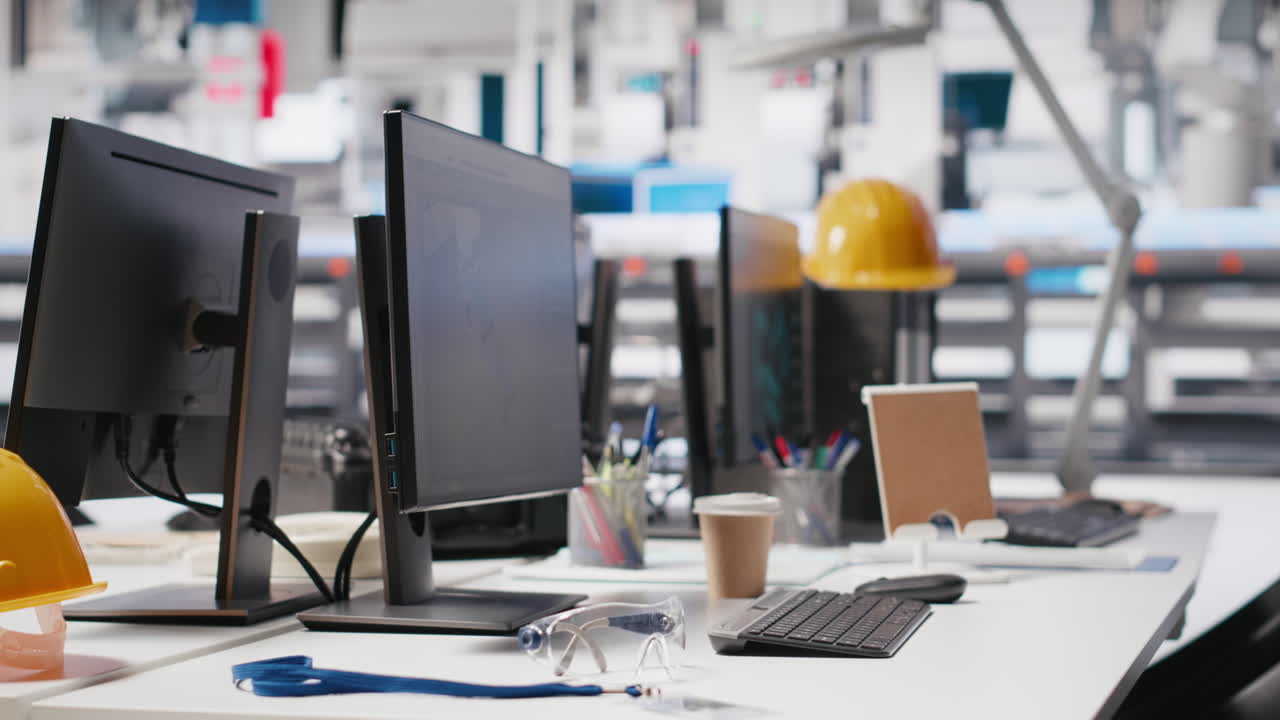 Computer display in solar panels manufacturing plant used to study solar energy