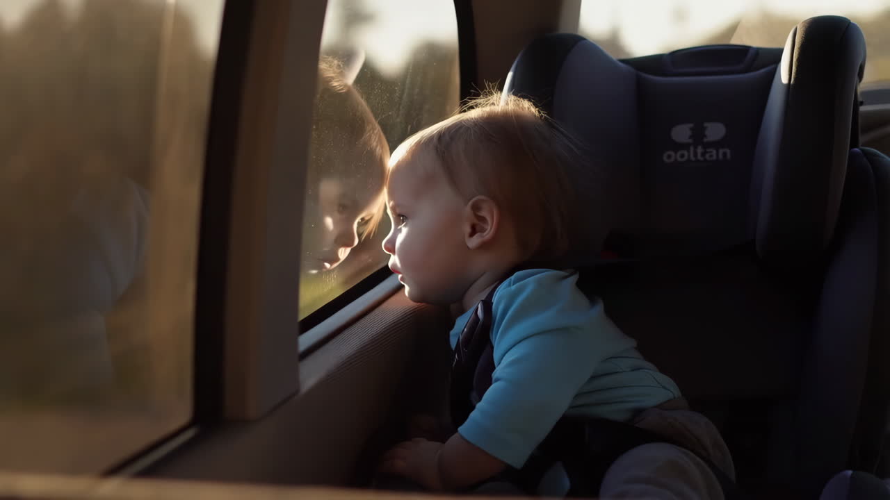 Toddler Looking Out Car Window from Car Seat