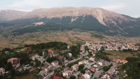 campo di giove township surrounded with mountains in italy, aerial view