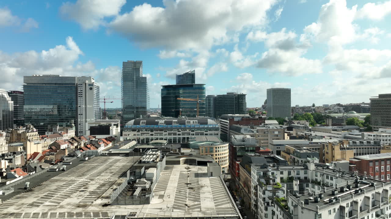 Drone shot of the city of Brussels in Belgium