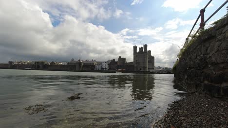 timelapse historic caernarfon castle welsh medieval harbour waterfront town landmark