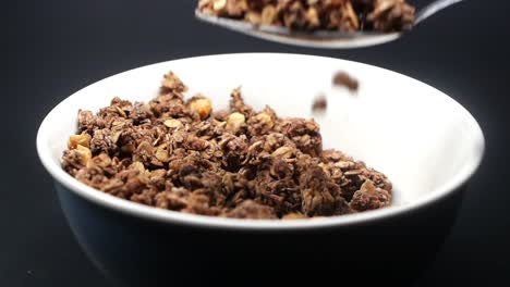 closeup of a bowl of chocolate granola