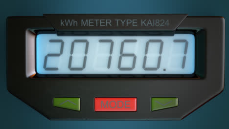 electricity measuring device. typical residential digital electric meter with a transparent plastic case showing household consumption in kilowatt hours. electric power usage.