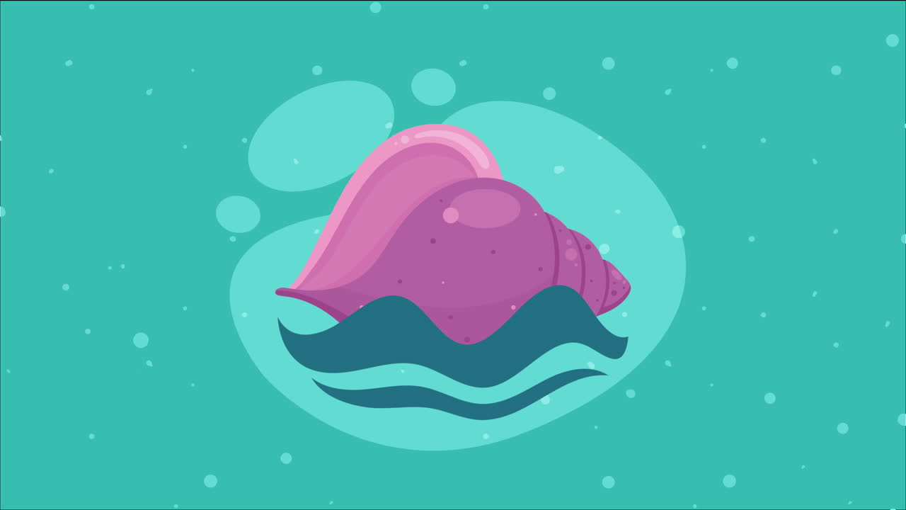 파도 에 있는 보라색 달이 애니메이션