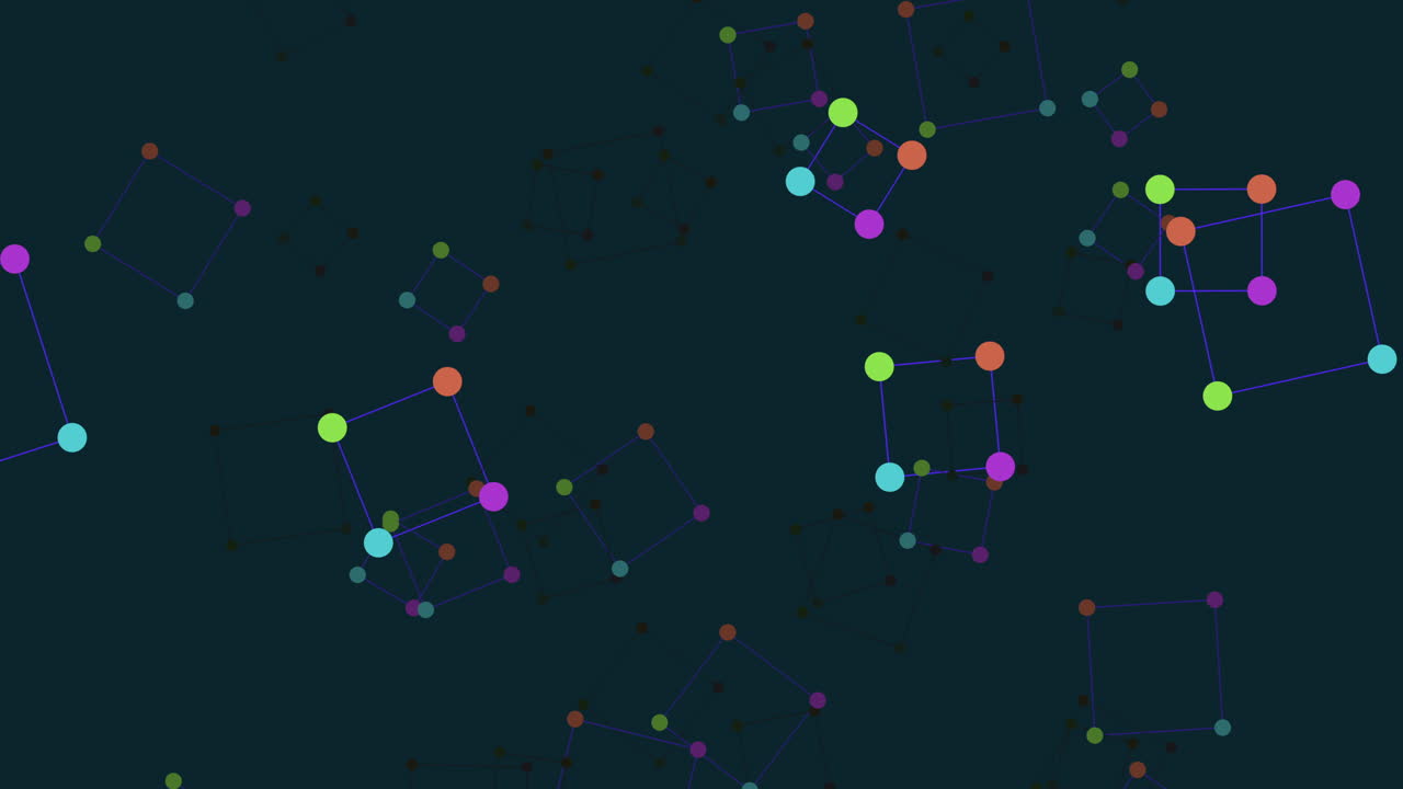 Flying cube shapes with dots and lines on gradient