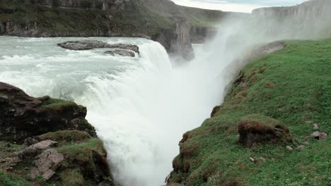 powerful gullfoss waterfall in south iceland - handheld shot