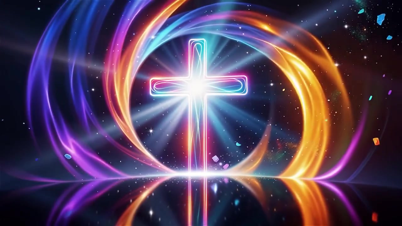 Christian Cross Heavenly Light Worship Background