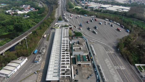 Vista-Aérea-De-Hong-Kong-Y-China-Continental-Punto-De-Control-Kok-Ma-Chau-Y-Cruce-Fronterizo-A-Shenzhen