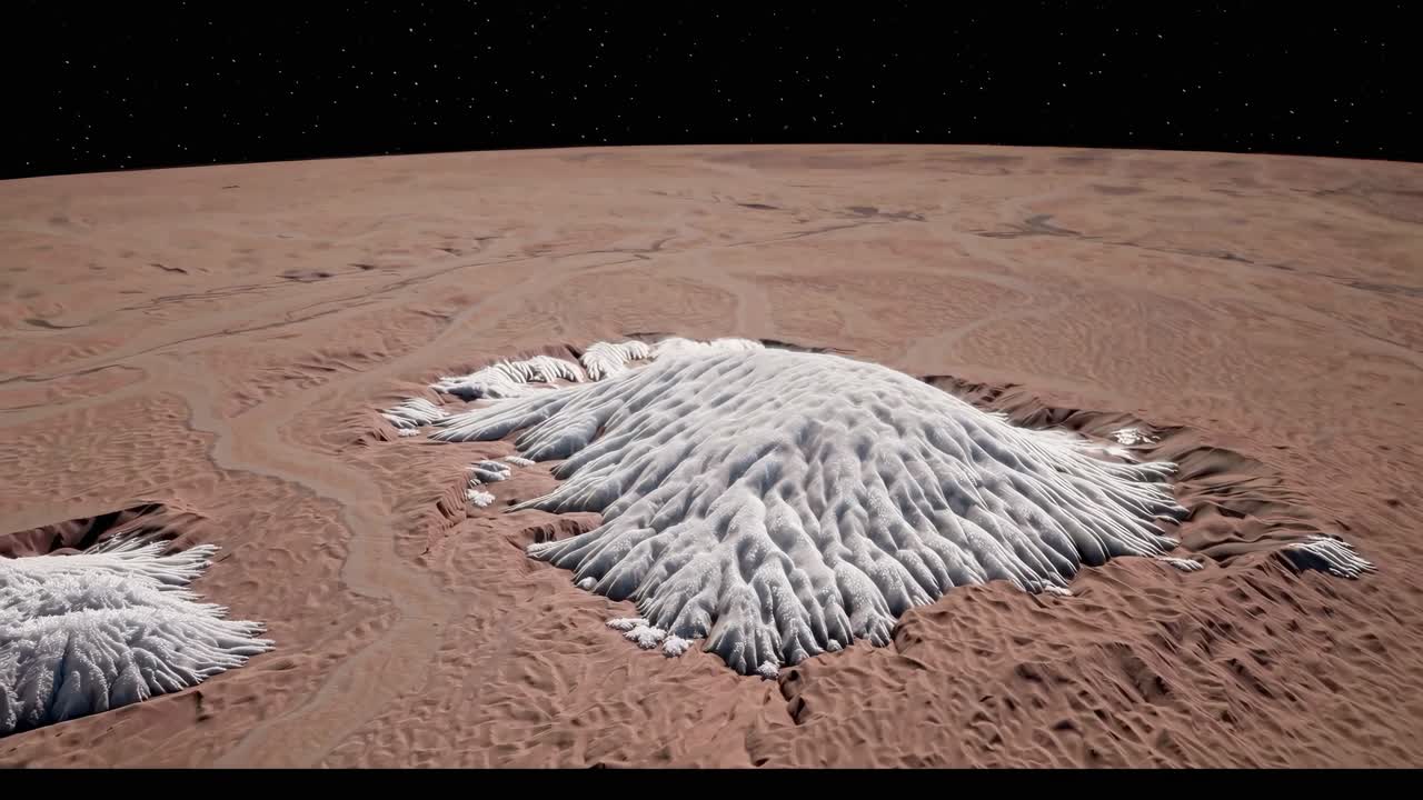 Alien Planet Landscape with Ice Mountain
