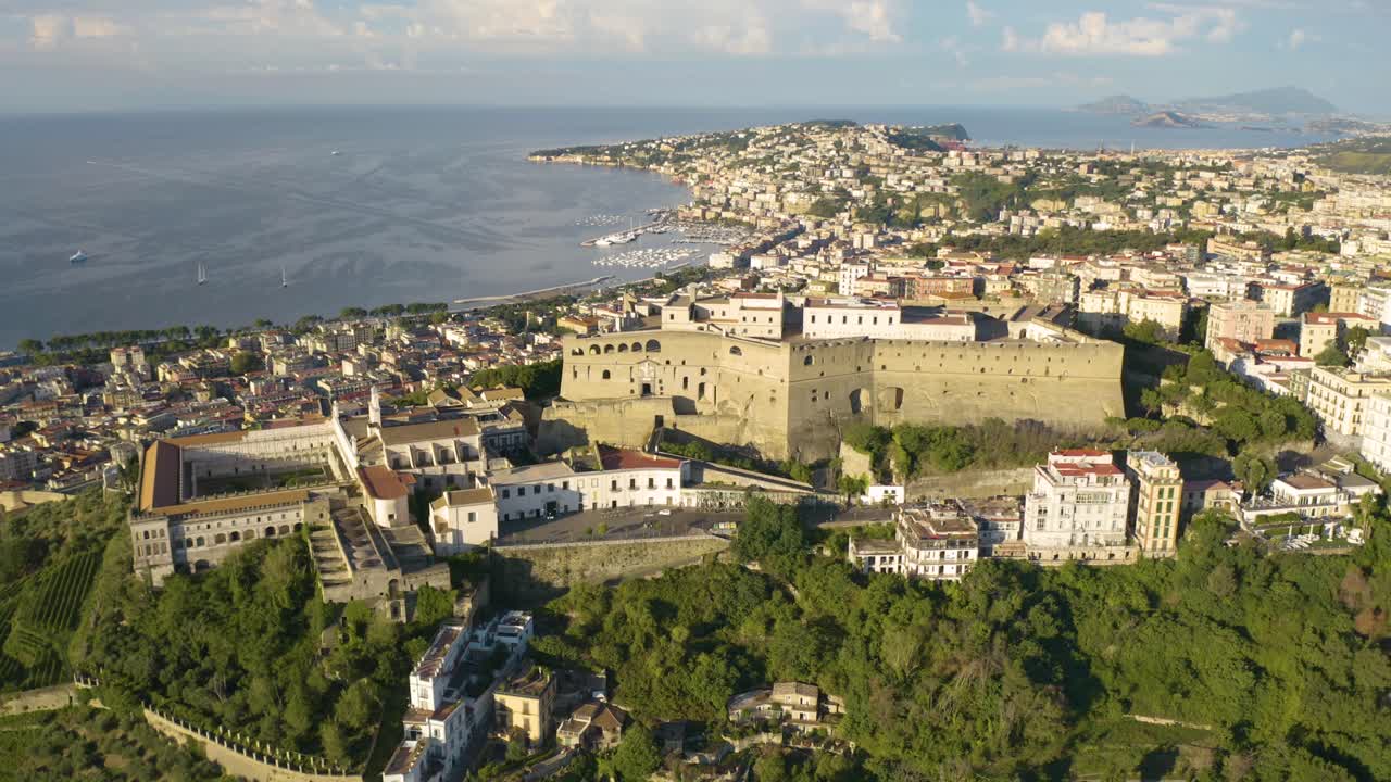 Panoramic Aerial View Above Castel Sant'Elmo Medieval Fortress