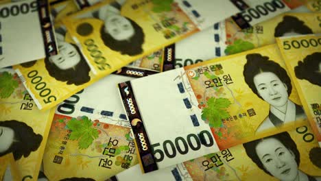 south korea won growing pile of money seamless loop