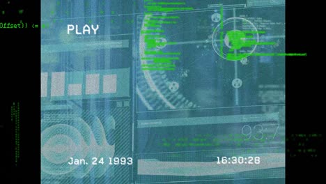 animación del procesamiento de datos e interferencia sobre la sala del servidor