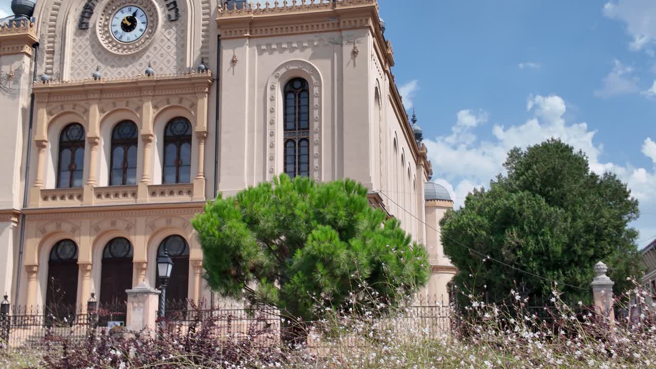 Pécs Synagogue facade, showcasing its ornate architecture and historic charm