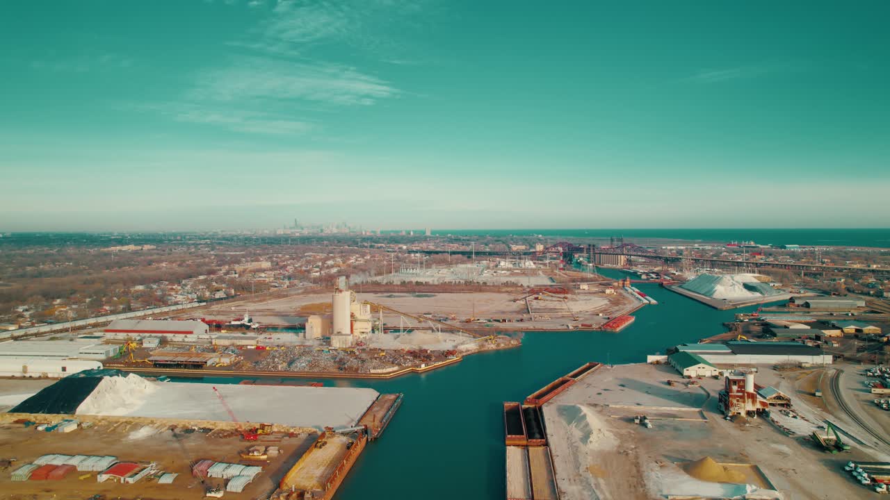 el puerto industrial expansivo de chicago y el horizonte
