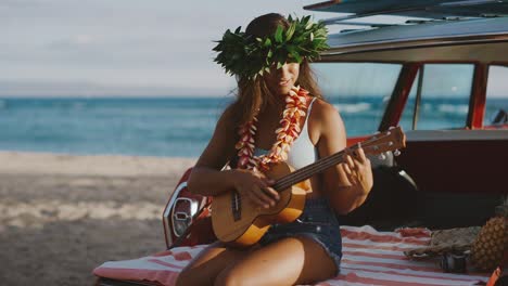 she loves to jam out at the beach