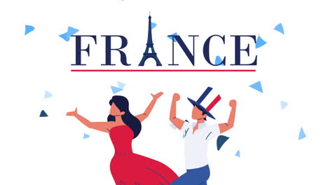 bastille day france celebration lettering with french couple