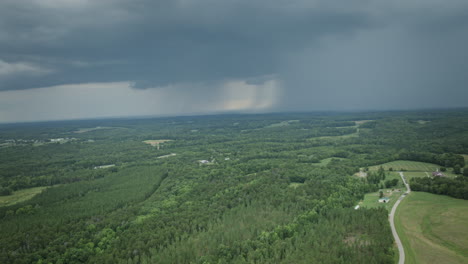 aerial hyperlapse of a storm coming towards hyco lake in north carolina