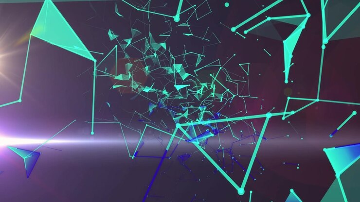 Animation of glowing light spots and connections on dark background