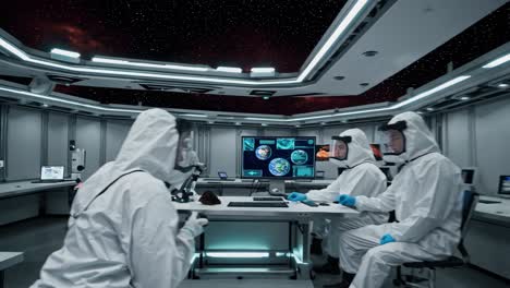 space mission scientists in action