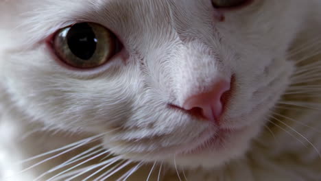 close-up of a white cat's face
