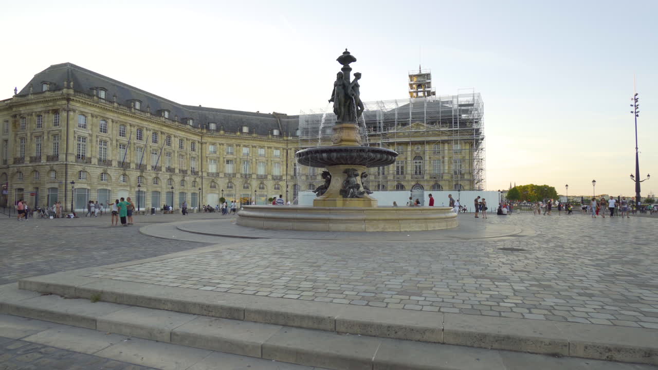 The Fountain of the Three Graces in market place of Bordeaux.