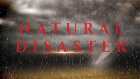 texto de desastre natural contra la lluvia y los relámpagos en el fondo