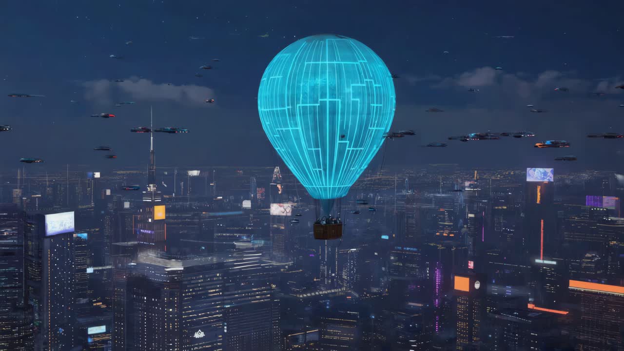 Paisaje urbano futurista por la noche