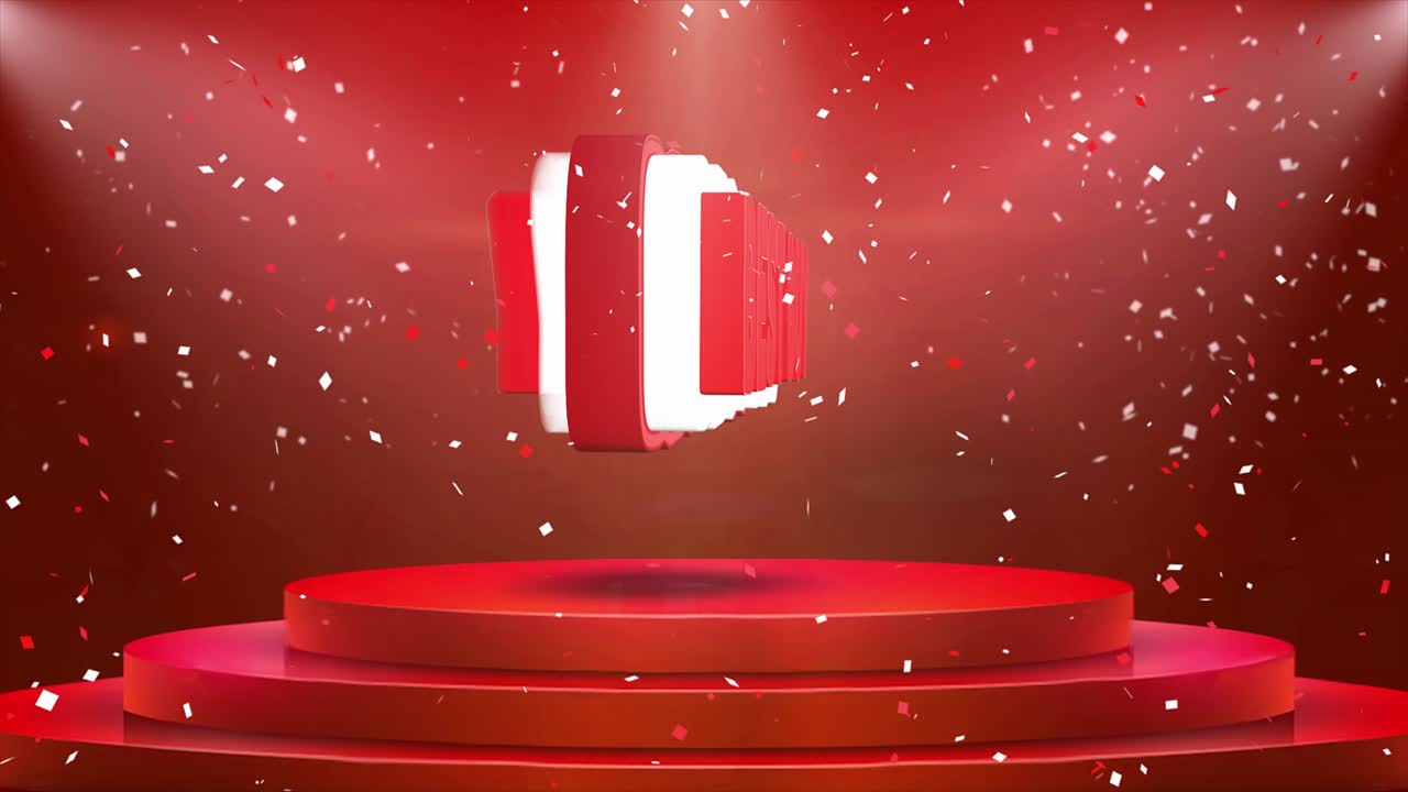 3d 무대 포디움 카에서 최고의 텍스트 애니메이션을 구입합니다. 추상적인 포일 콘페티 폭발, 스포트라이트, 반이는 반임, 루프 4k 애니메이션.