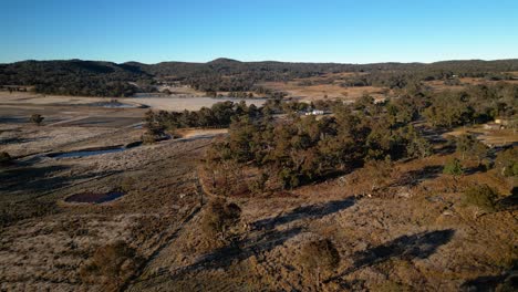 aerial over rural part of stanthorpe under frost, queensland in the early morning in winter