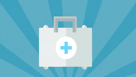 digital animation of briefcase icon with medical symbol against blue radial background