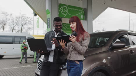 business collaboration at gas station