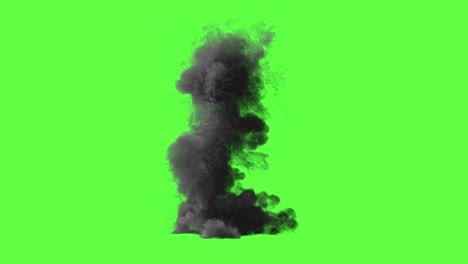 explosión de humo oscuro en la pantalla verde